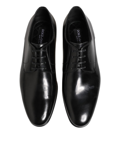Dolce & Gabbana Black Calfskin Leather Derby Men Dress Shoes