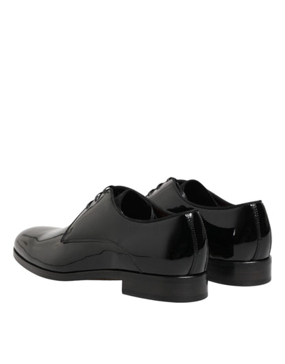 Dolce & Gabbana Black Calfskin Leather Derby Dress Shoes