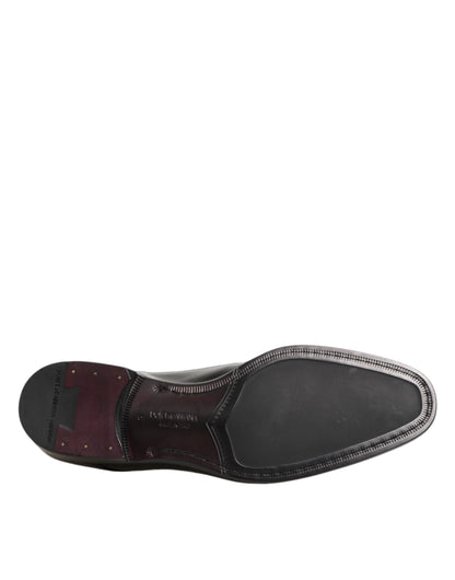 Dolce & Gabbana Black Calfskin Leather Derby Dress Shoes
