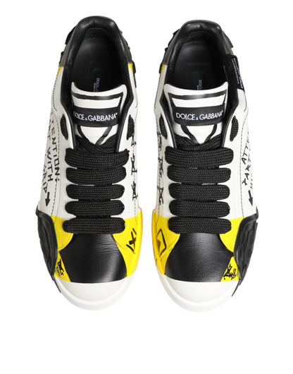Dolce & Gabbana Multicolor Leather Graffiti Low Top Sneakers Shoes