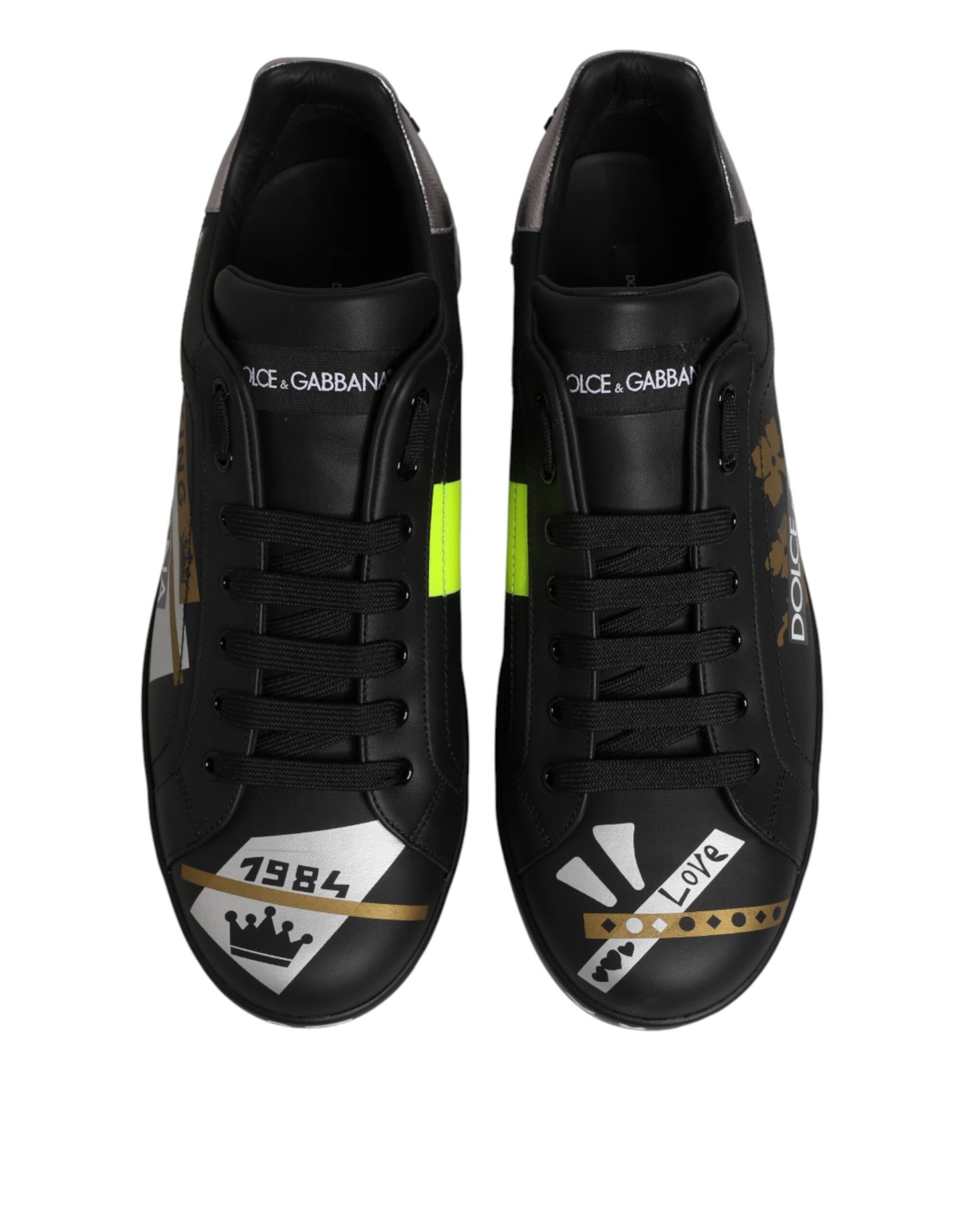Dolce & Gabbana Black Crown Logo Low Top Men Sneakers Shoes