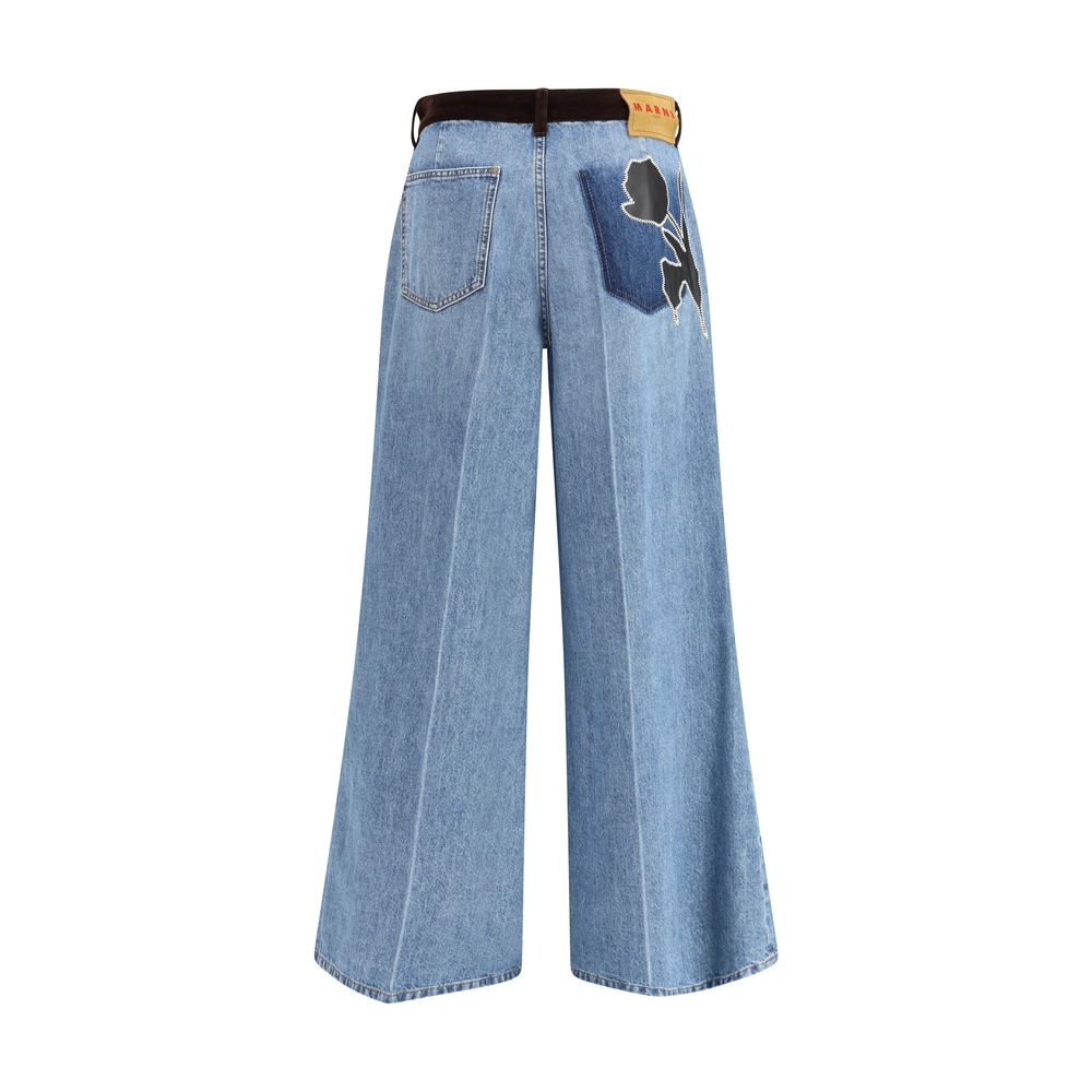 Marni Light Blue Cotton High-Waisted Jean