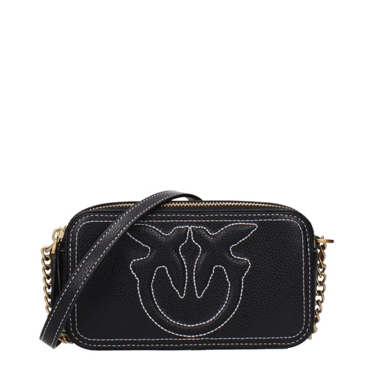 PINKO Black Leather Crossbody Bag