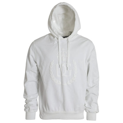 Dolce & Gabbana White Cotton Hooded Pullover Sweatshirt Men