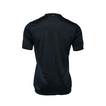 Dolce & Gabbana Dark Blue Silk Crew Neck Short Sleeve T-shirt