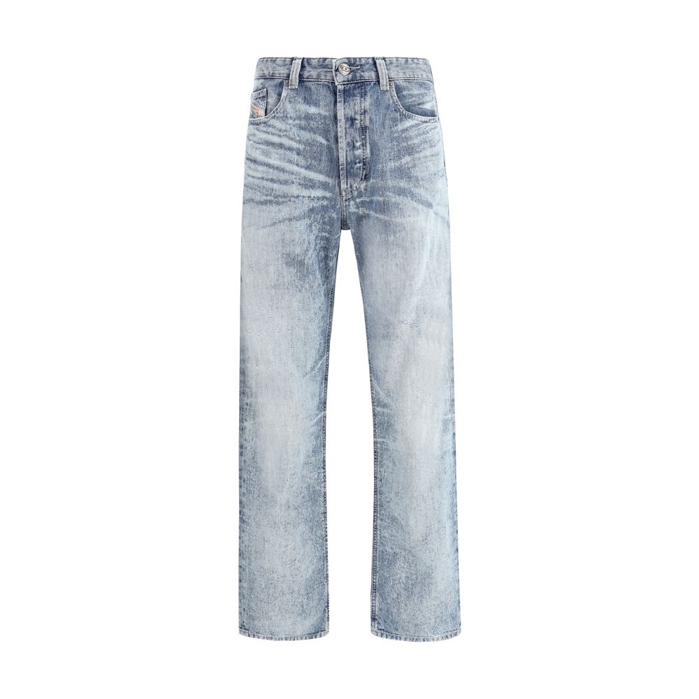 Diesel Light Blue Cotton Relaxed Fit Jeans