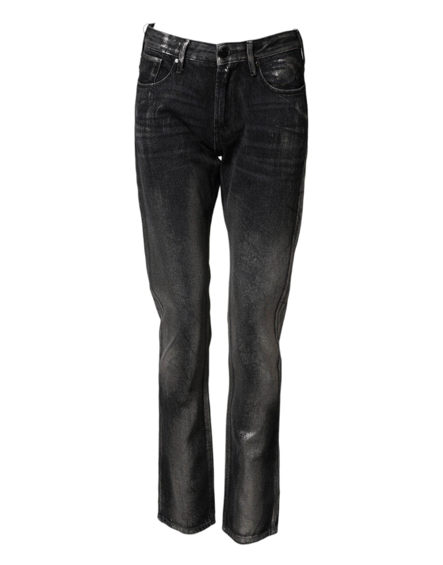 Emporio Armani Black Washed Slim Fit Men Denim Cotton Jeans