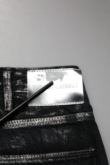 Emporio Armani Black Washed Slim Fit Men Denim Cotton Jeans