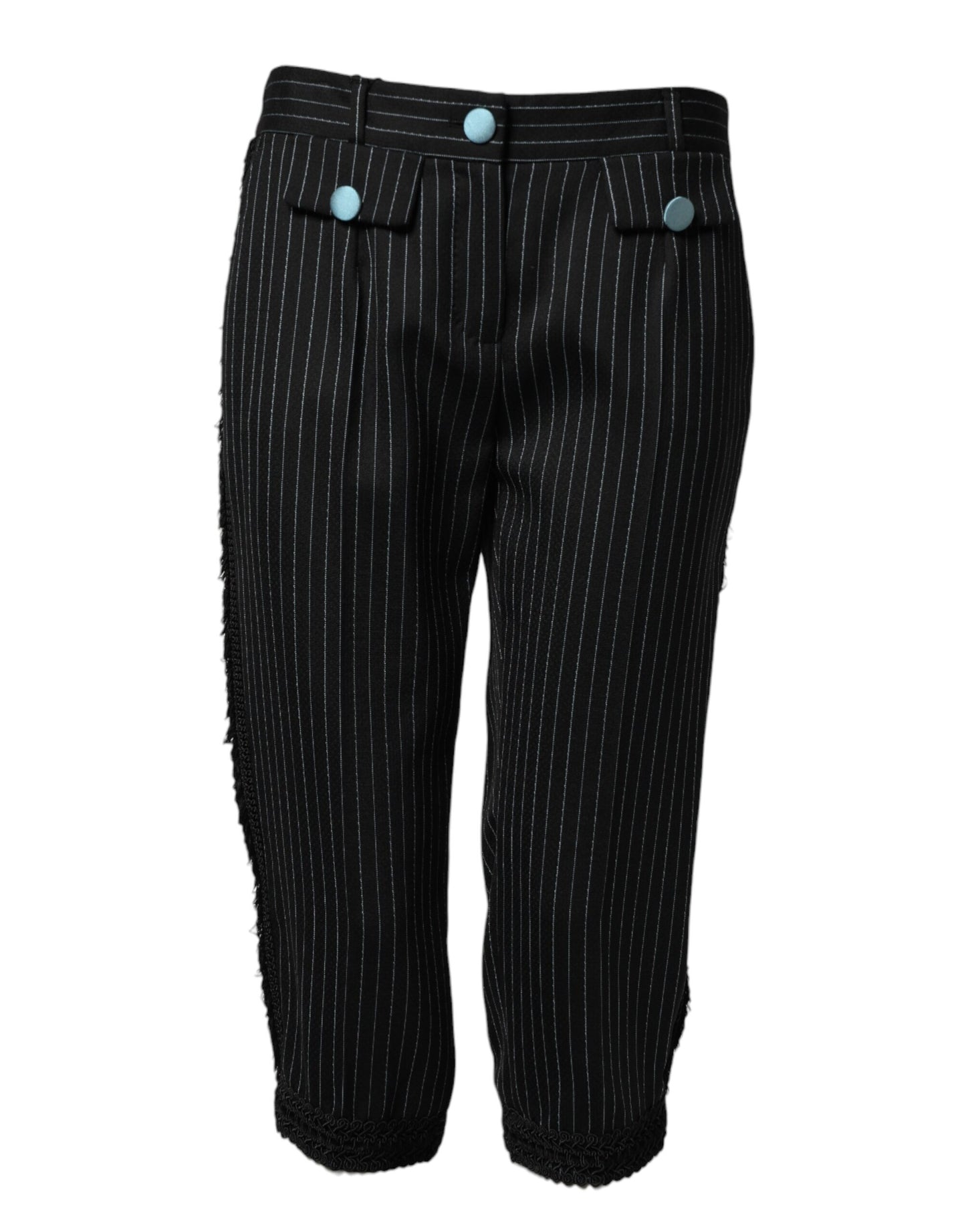 Dolce & Gabbana Black Wool Stripes Cropped Trouser Pants