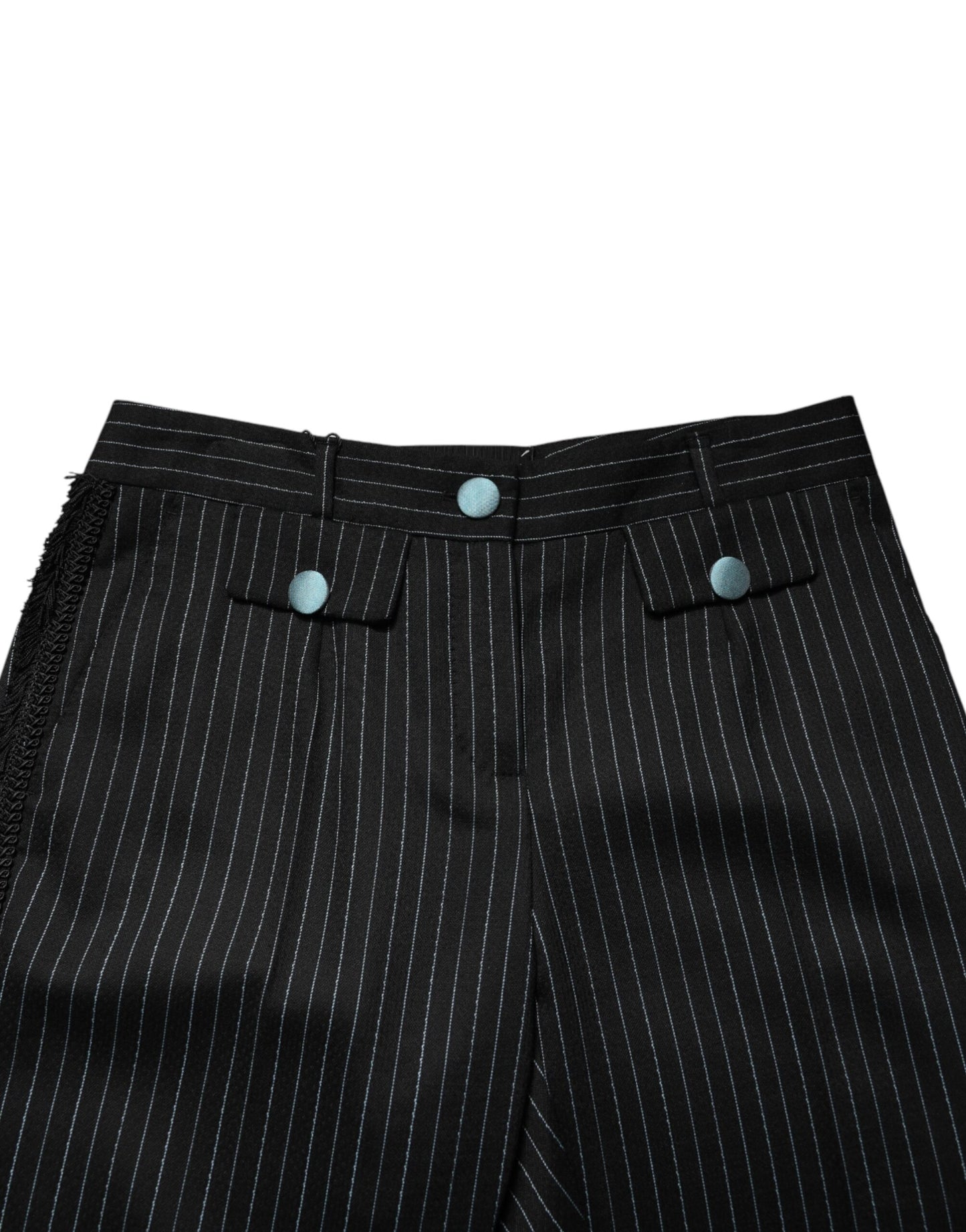 Dolce & Gabbana Black Wool Stripes Cropped Trouser Pants