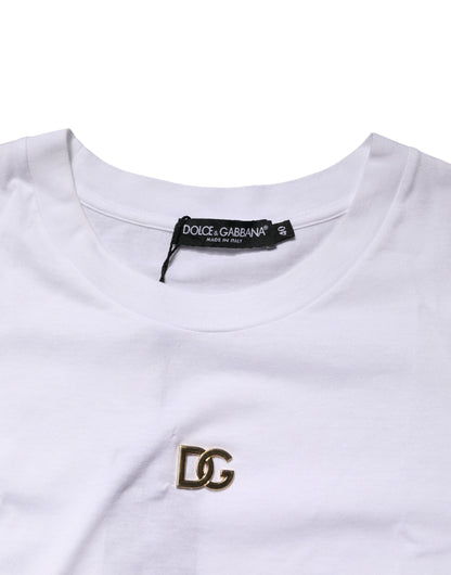 Dolce & Gabbana White DG Logo Crew Neck Short Sleeves  T-shirt