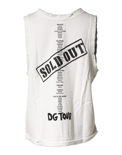 Dolce & Gabbana White Graphic CrewNeck Sleeveless Tank T-shirt