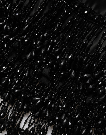 Dolce & Gabbana Black Nylon Embellished Lace Mini Skirt