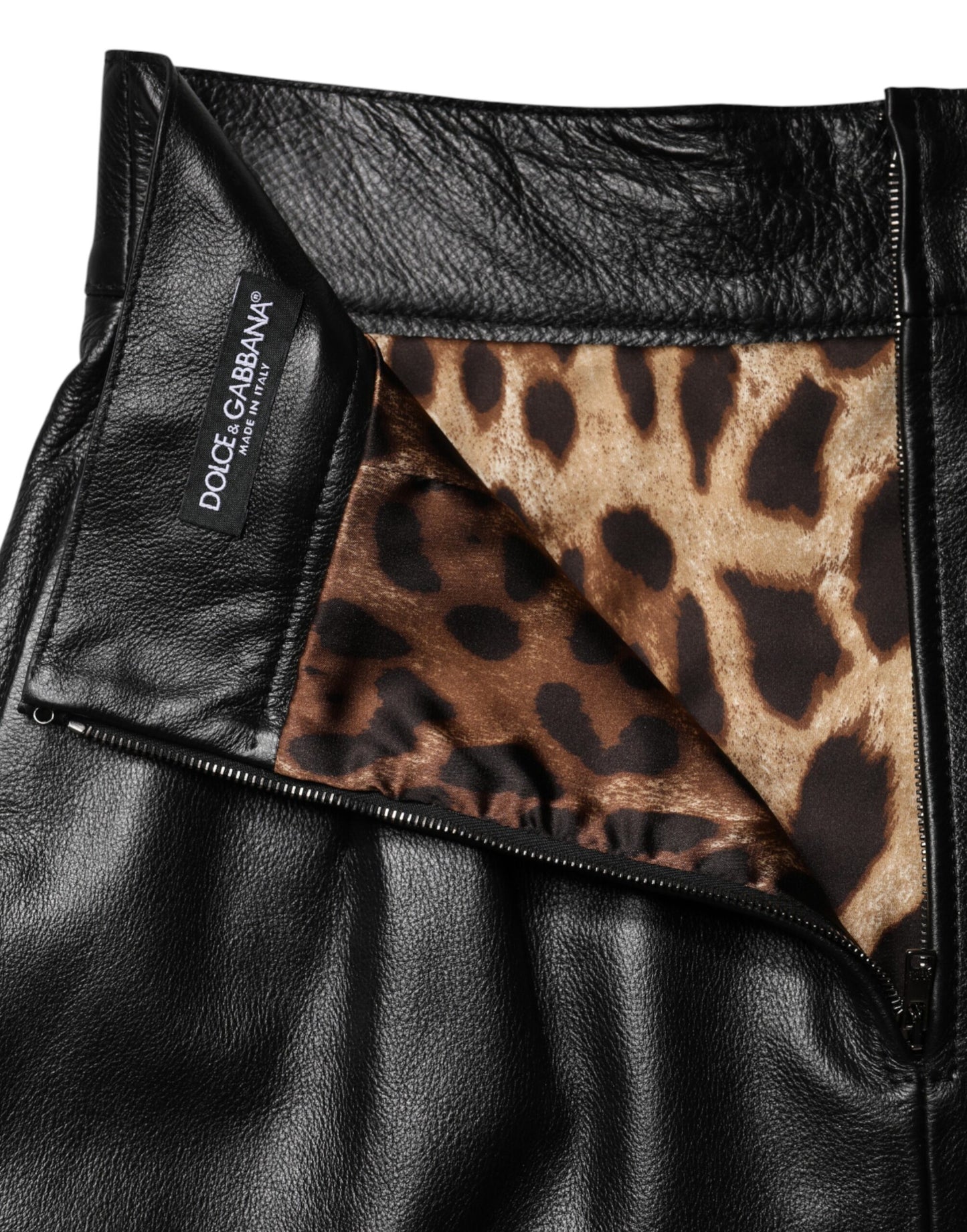 Dolce & Gabbana Black Leather Pencil Cut HighWaist Mini Skirt