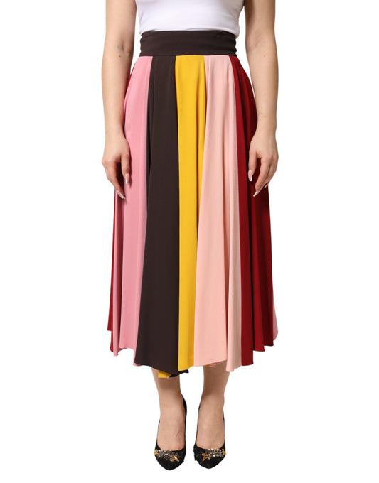 Dolce & Gabbana Multicolor Viscose High Waist Midi Skirt