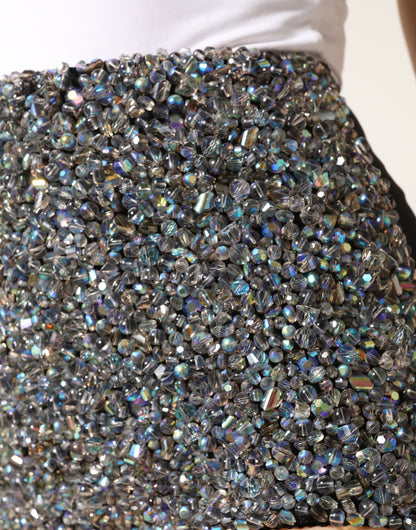 Dolce & Gabbana Multicolor Embellished High Waist Hot Pants Shorts