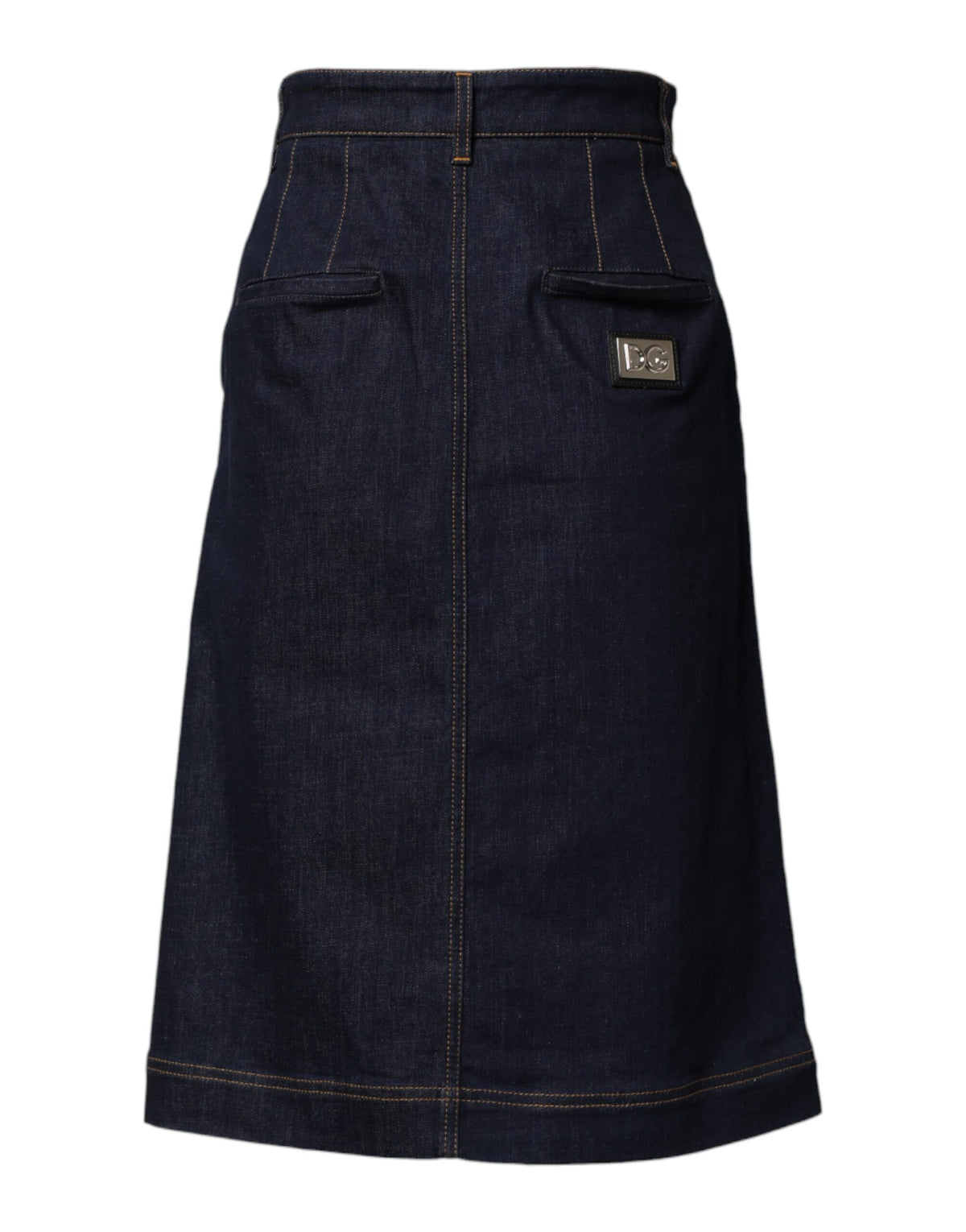 Dolce & Gabbana Dunkelblauer Baumwoll A-Linien Jeans-Midi-Rock