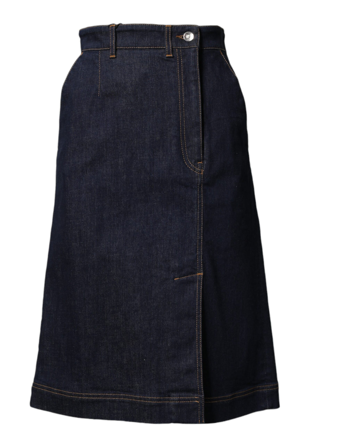 Dolce & Gabbana Dunkelblauer Baumwoll A-Linien Jeans-Midi-Rock