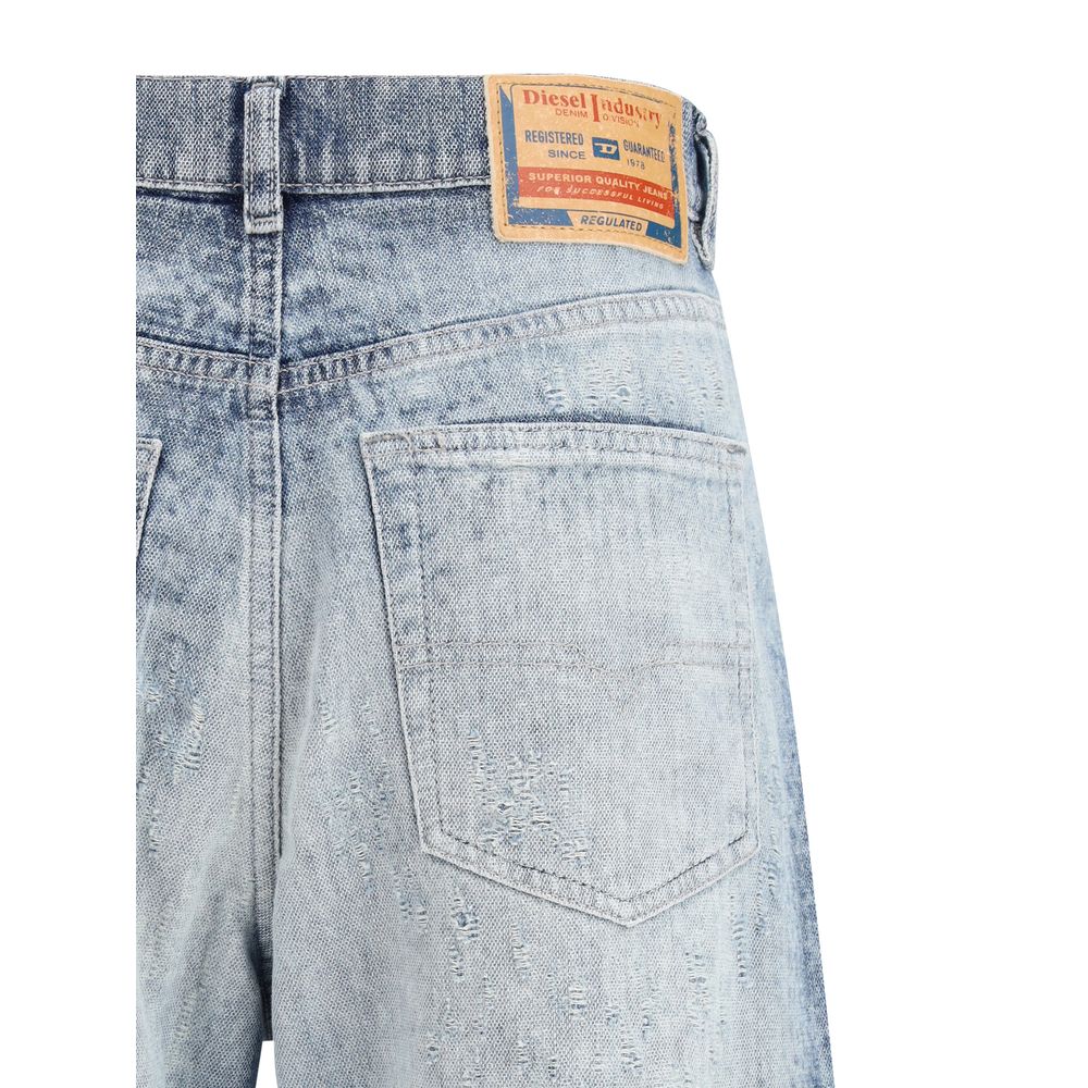 Diesel Blue Cotton Straight-Leg Jeans