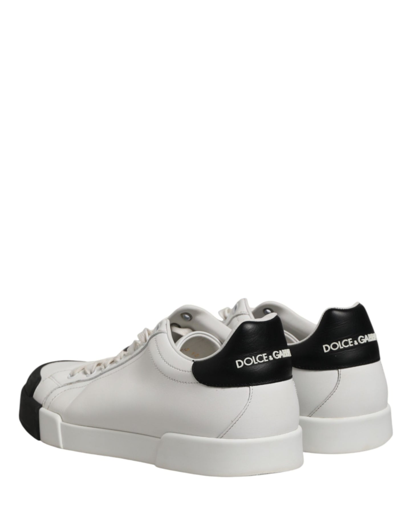 Dolce & Gabbana Black White Leather Low Top Sneakers Shoes