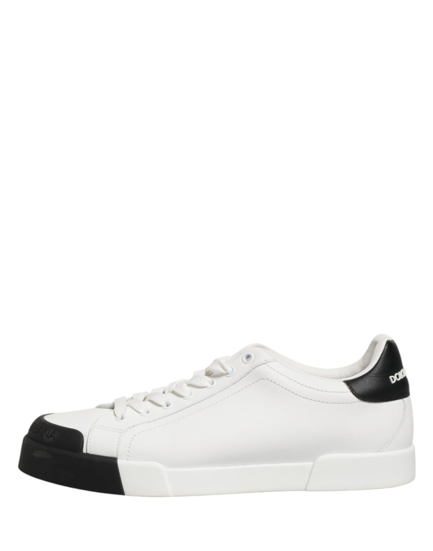 Dolce & Gabbana Black White Leather Low Top Sneakers Shoes