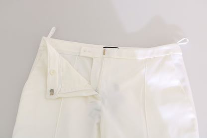 Elisabetta Franchi White Low Waist Cropped Skinny Trouser Pants