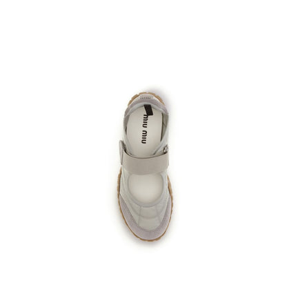 Miu Miu Gray Recycled Polyamide Ballet Flats