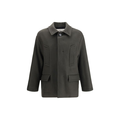 Ami Paris Gray Fleece Wool Coat