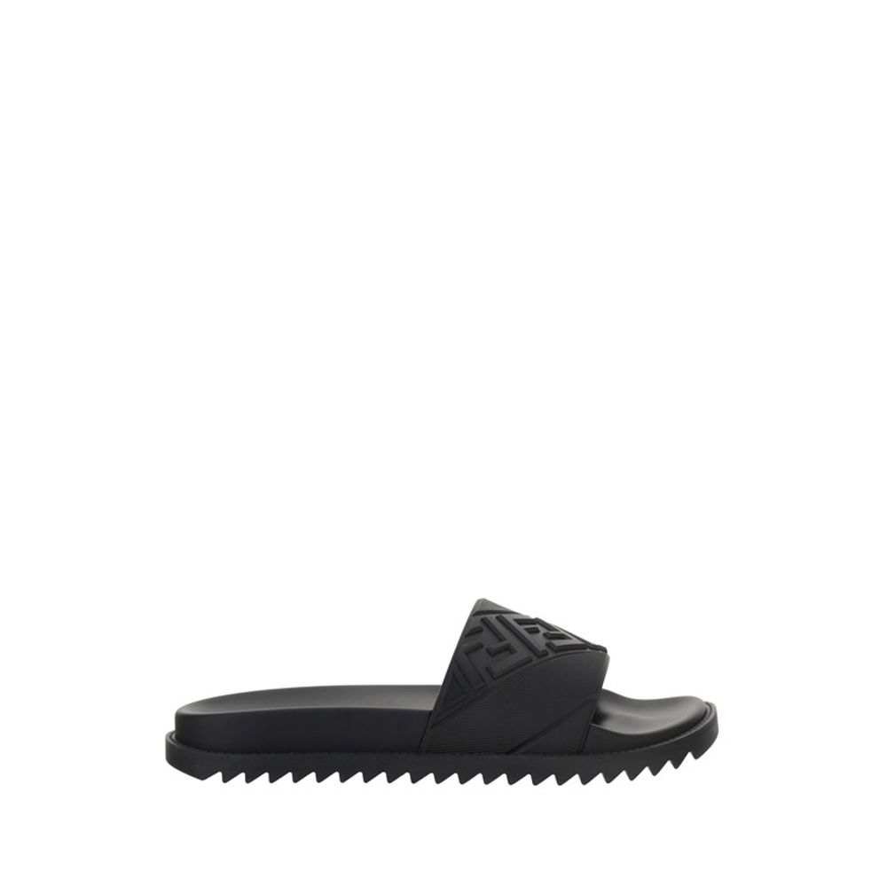 Fendi Black Rubber Flat Sandals
