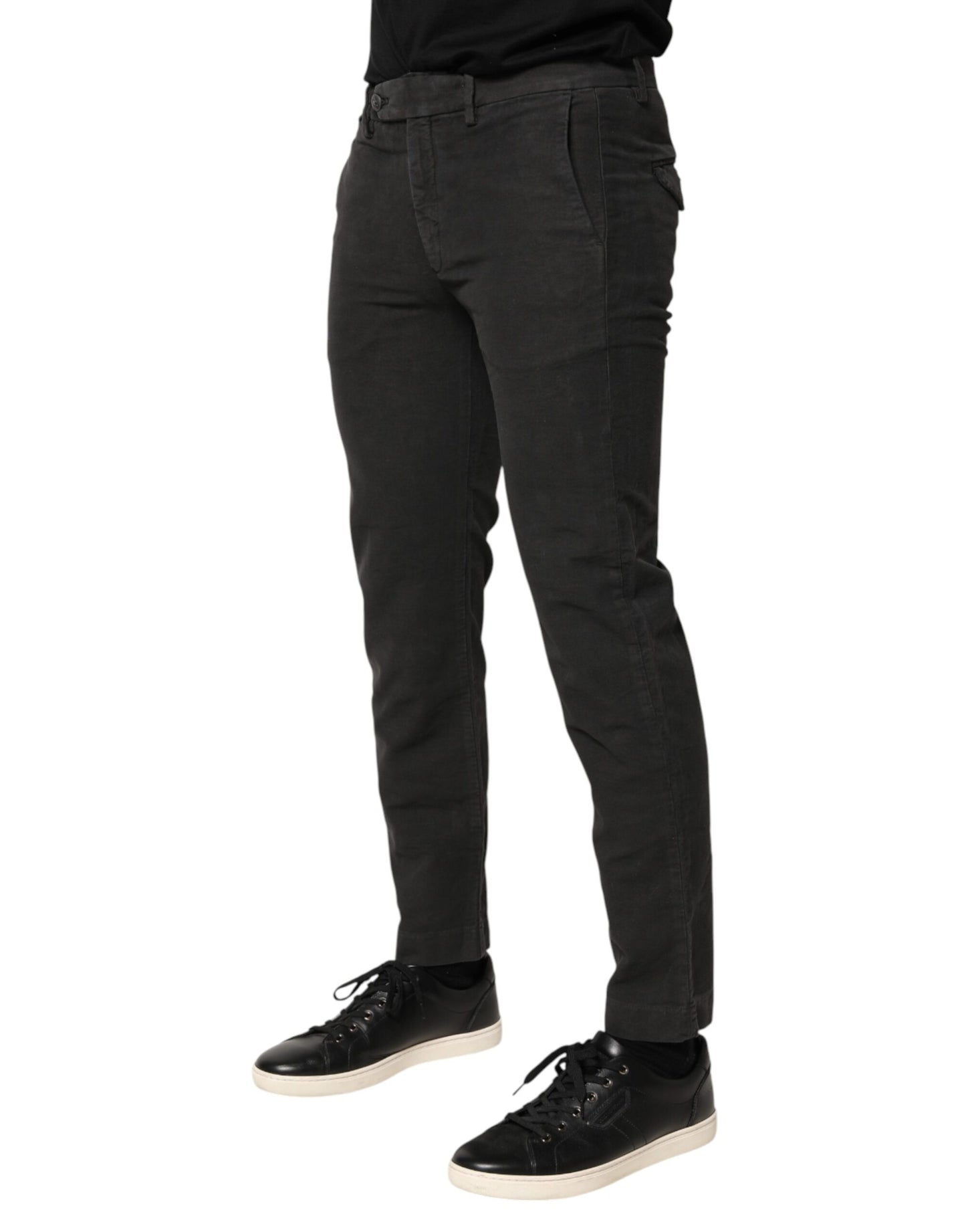 Maison Clochard Dark Gray Cotton Mid Waist Skinny Men Denim Jeans
