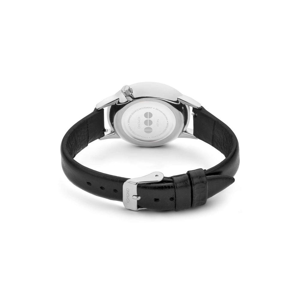 Komono Black Leather Dress Watch