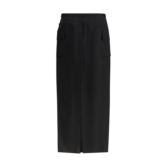 Rick Owens Black Fleece Wool Midi Skirt