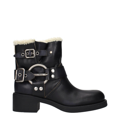 Miu Miu Black Leather Ankle Boots