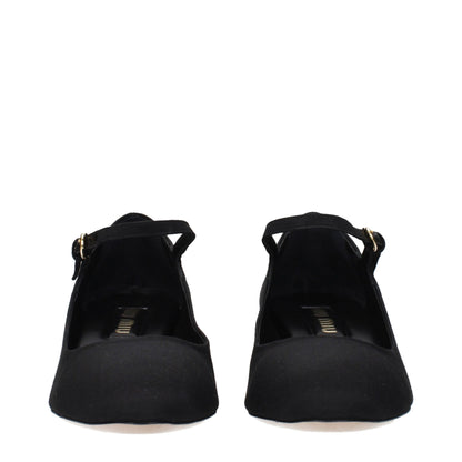 Miu Miu Black Fabric Mid Heel Pumps
