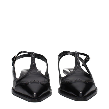Miu Miu Black Leather Mid Heel Pumps