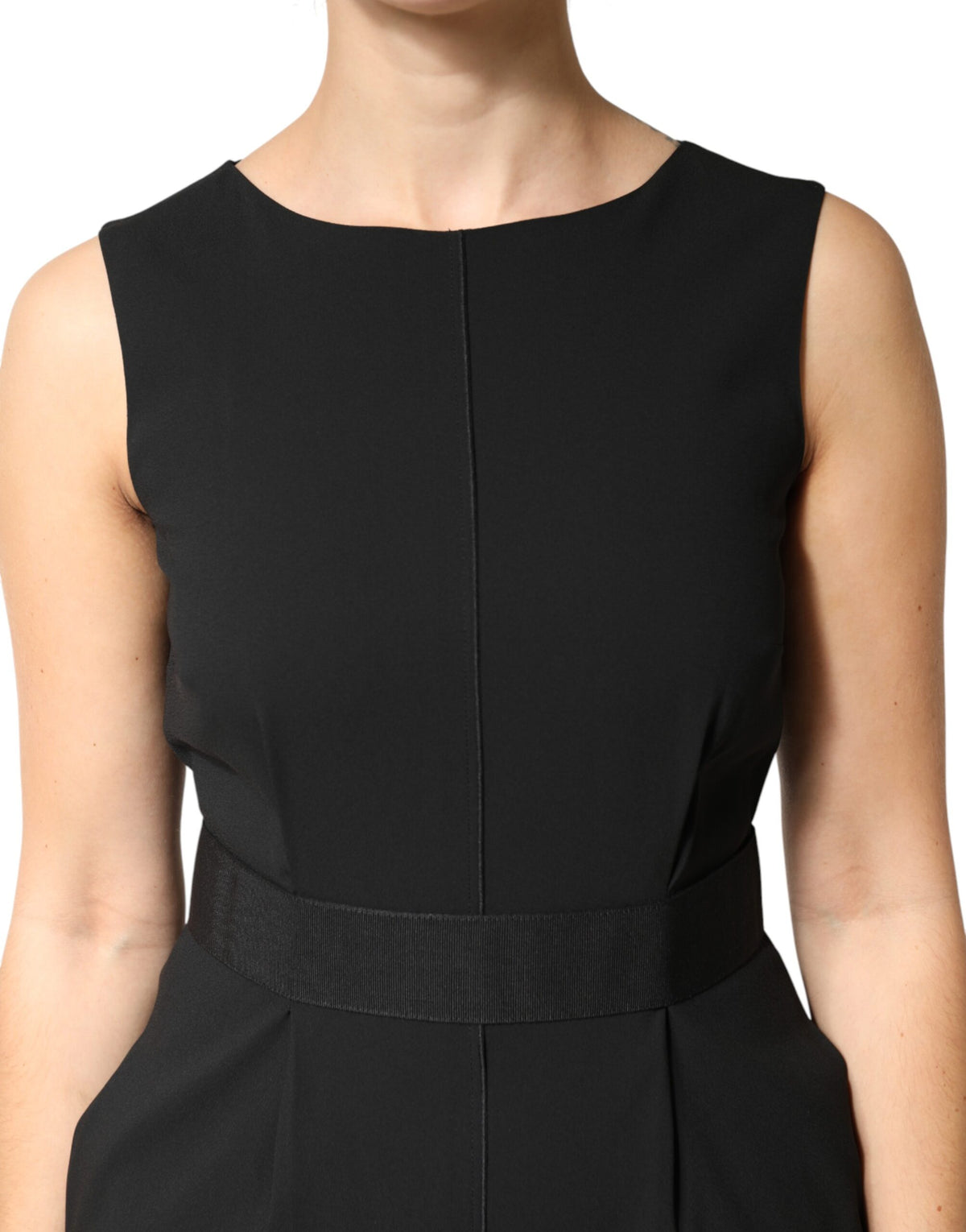 Dolce & Gabbana Schwarzes ärmelloses Etui-Kleid knielang
