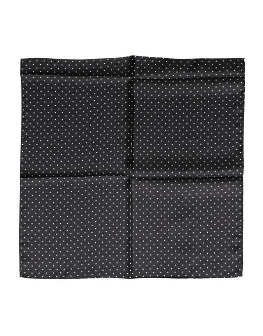 Dolce & Gabbana Black Polka Dot Silk Square Foulard Scarf