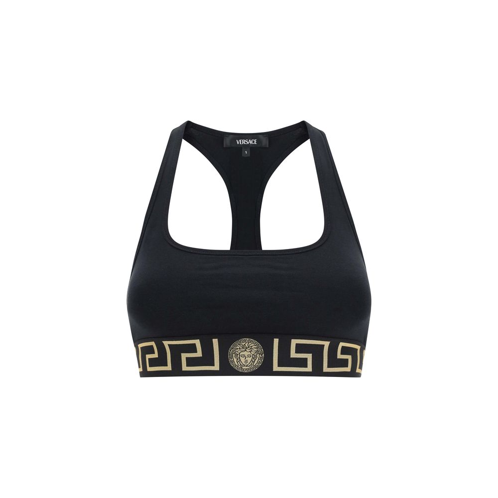 Versace Black Cotton Sport Bra