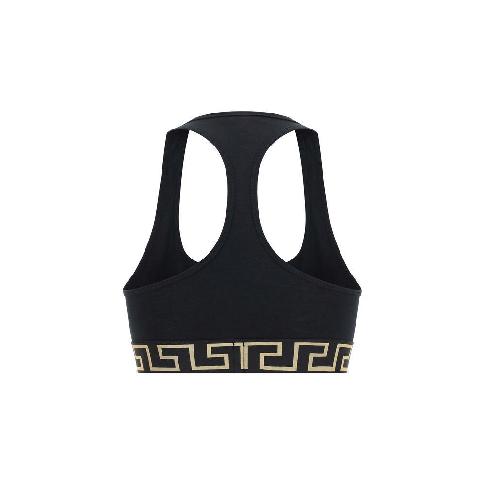 Versace Black Cotton Sport Bra