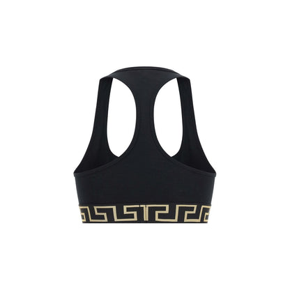 Versace Black Cotton Sport Bra