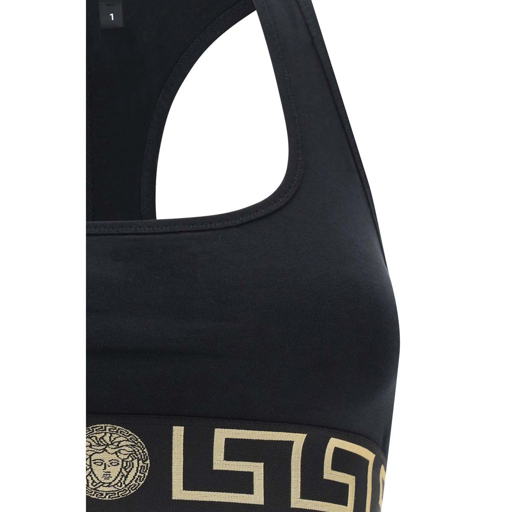 Versace Black Cotton Sport Bra