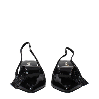 Prada Black Leather Stiletto Heel Sandals