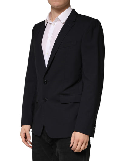 Dolce & Gabbana Dark Blue Wool Single Breasted 2 Button Blazer