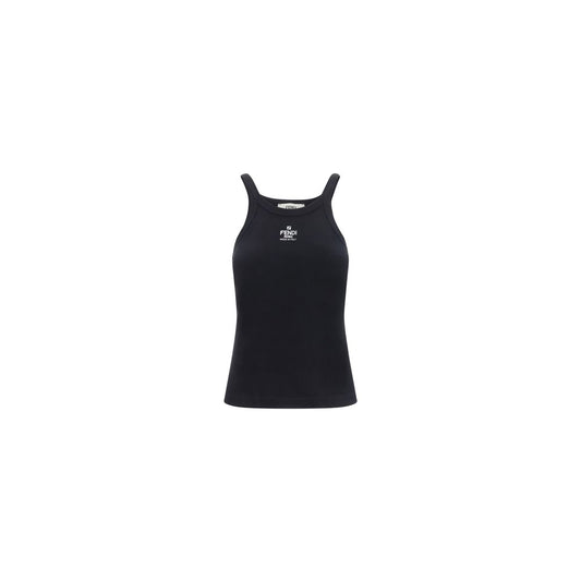 Fendi Black Cotton Sleeveles T-Shirt