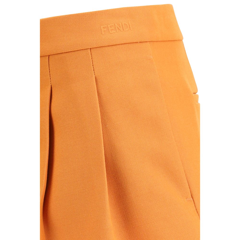 Fendi Orange Fleece Wool Bermuda Shorts